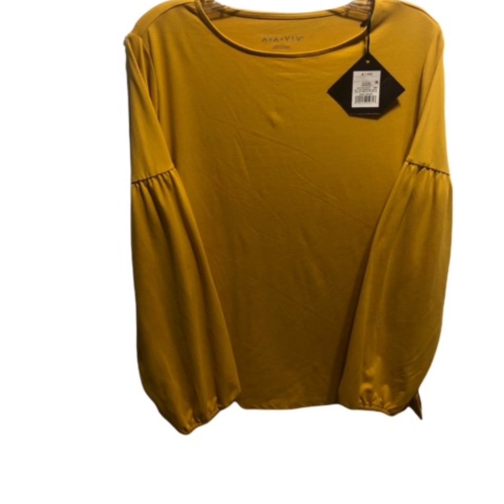 Ava  & Viv Women's New Mustard  Yellow Color Blouse 14W